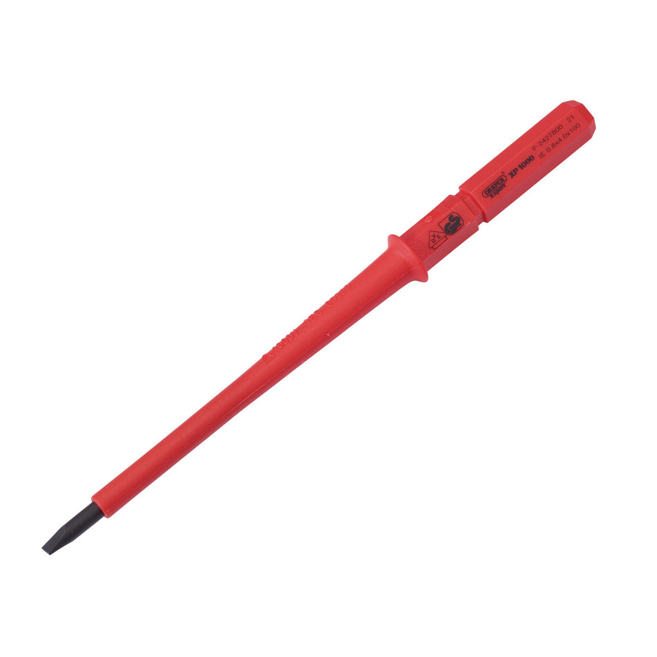 Draper 24738 XP1000 VDE Plain Slot Interchangeable Screwdriver Blade, 4 x 100mm
