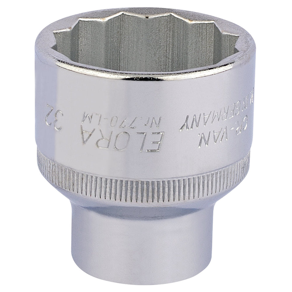 Draper 24765 Elora Bi-Hexagon Socket, 1/2" Sq. Dr., 32mm