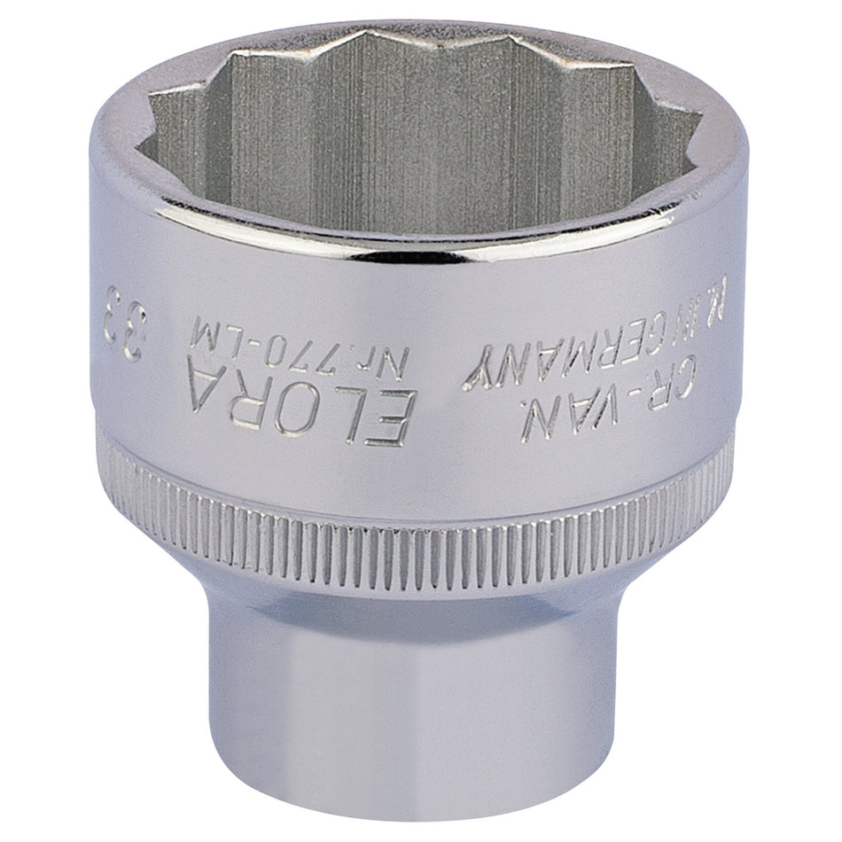 Draper 24773 Elora Bi-Hexagon Socket, 1/2" Sq. Dr., 33mm
