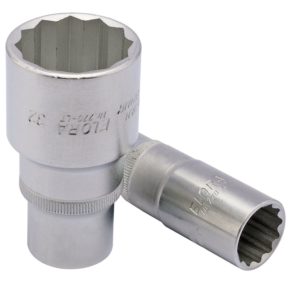 Draper 25119 Elora Deep Bi-Hexagon Socket, 1/2" Sq. Dr., 19mm