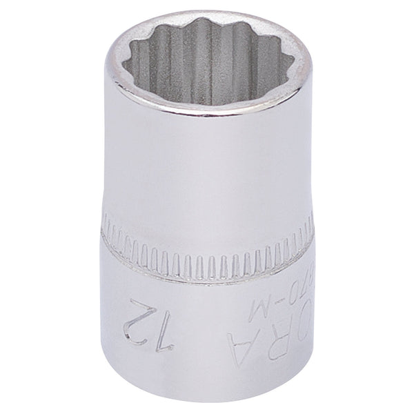 Draper 25888 Elora Bi-Hexagon Socket, 3/8" Sq. Dr., 12mm