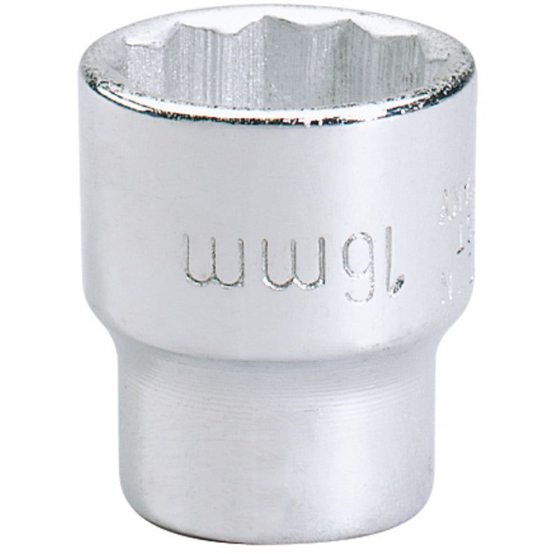 Draper 25929 Elora Bi-Hexagon Socket, 3/8" Sq. Dr., 16mm