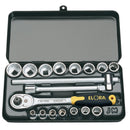 Draper 25932 Elora Metric Socket Set, 3/8" Sq. Dr. (18 Piece)