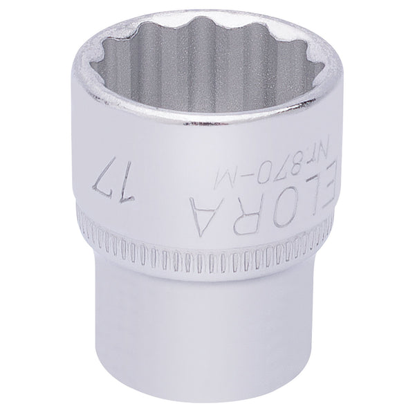 Draper 25937 Elora Bi-Hexagon Socket, 3/8" Sq. Dr., 17mm