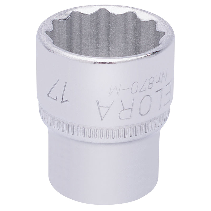 Draper 25937 Elora Bi-Hexagon Socket, 3/8" Sq. Dr., 17mm