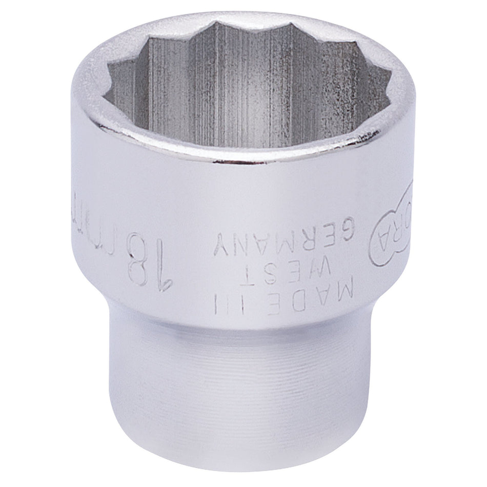 Draper 25945 Elora Bi-Hexagon Socket, 3/8" Sq. Dr., 18mm
