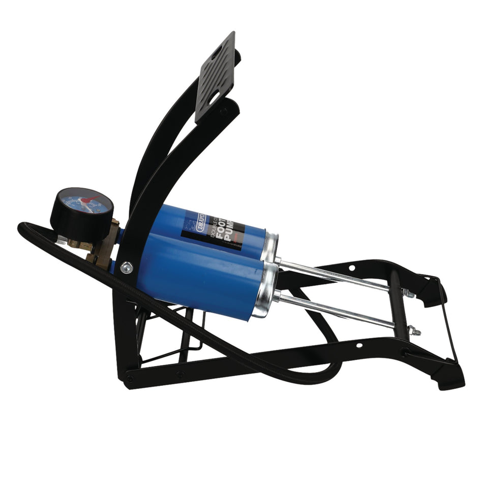 Draper 25996 Double Cylinder Foot Pump with Pressure Gauge