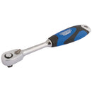 Draper 26514 60 Tooth Micro Head Reversible Soft Grip Ratchet, 1/4" Sq. Dr.