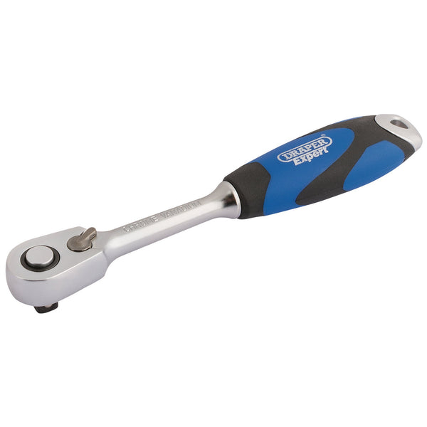 Draper 26514 60 Tooth Micro Head Reversible Soft Grip Ratchet, 1/4" Sq. Dr.