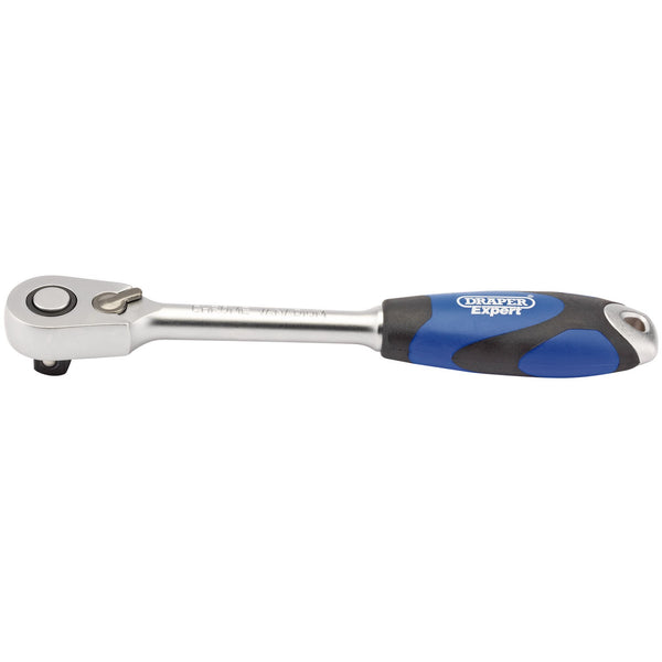 Draper 26516 60 Tooth Micro Head Reversible Soft Grip Ratchet, 1/2" Sq. Dr.