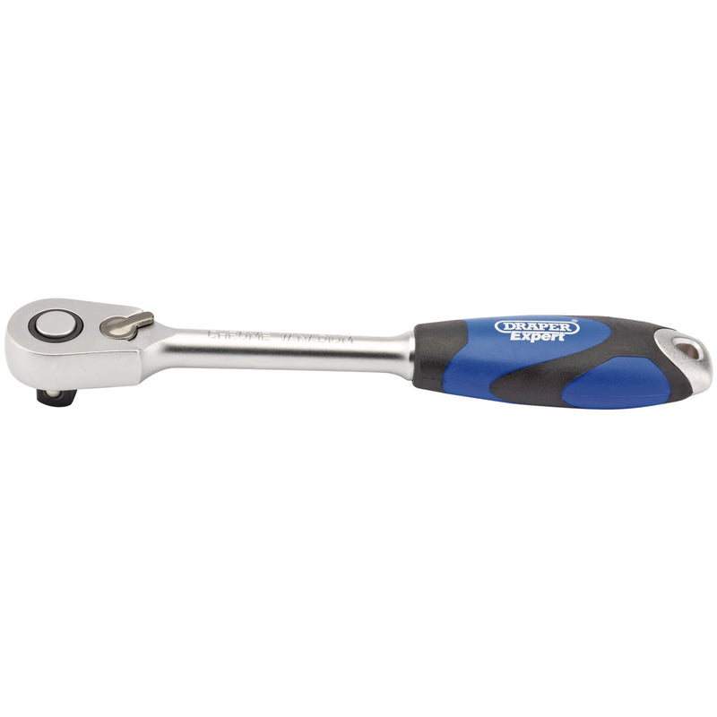 Draper 26516 60 Tooth Micro Head Reversible Soft Grip Ratchet, 1/2" Sq. Dr.