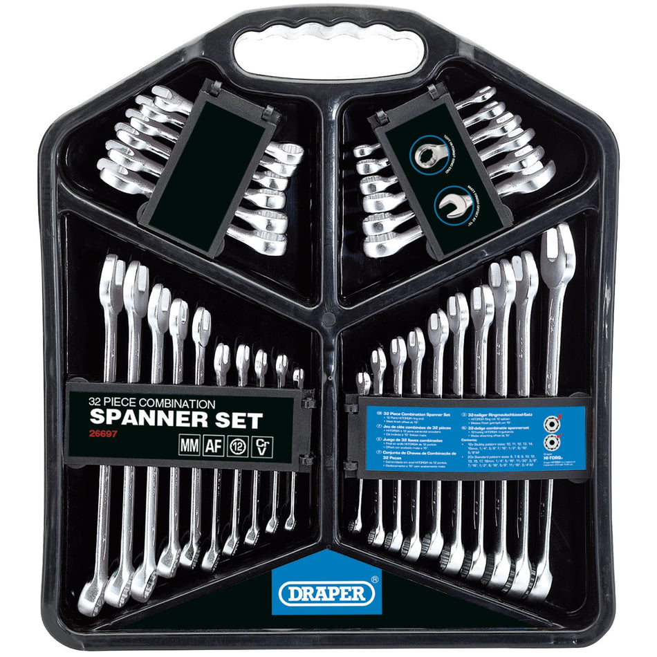 Draper 26697 HI-TORQ® Four Combination Spanner Sets (32 Piece)
