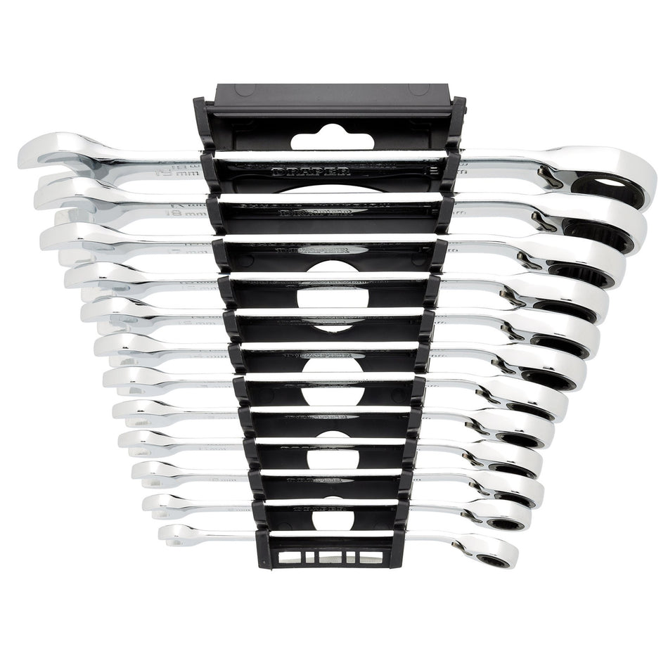 Draper 27692 Draper HI-TORQ® Metric Reversible Ratchet Combination Spanner Set (12 Piece)