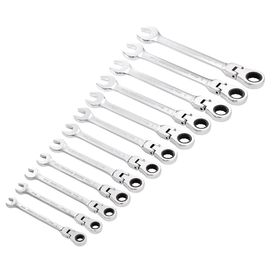 Draper 27733 Draper HI-TORQ® Metric Flexible Head Ratchet Combination Spanner Set (12 Piece)