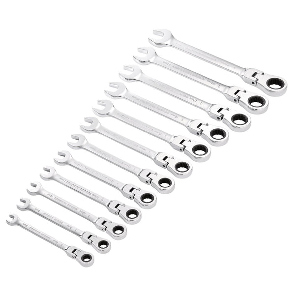 Draper 27733 Draper HI-TORQ&#174; Metric Flexible Head Ratchet Combination Spanner Set (12 Piece)