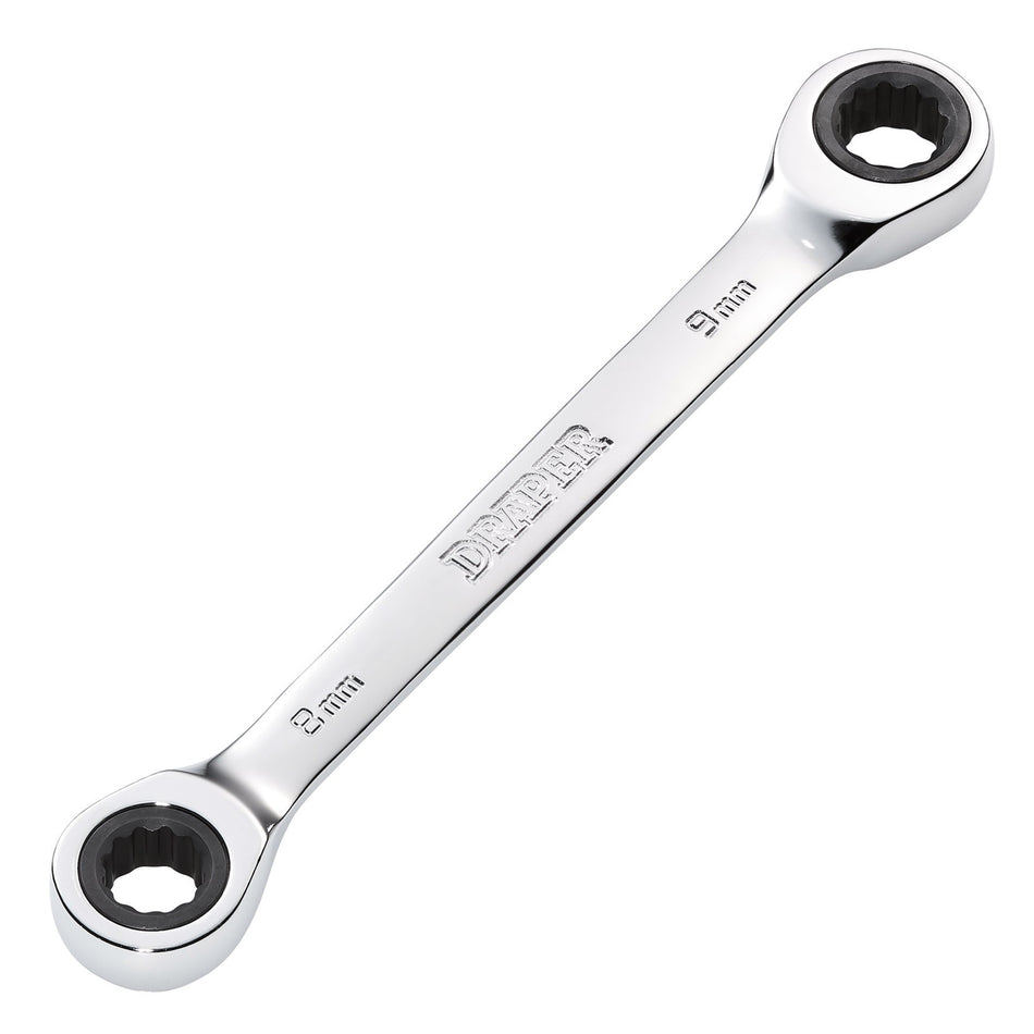 Draper 27735 Draper HI-TORQ® Metric Double Ratchet Ring Spanner, 8 x 9mm