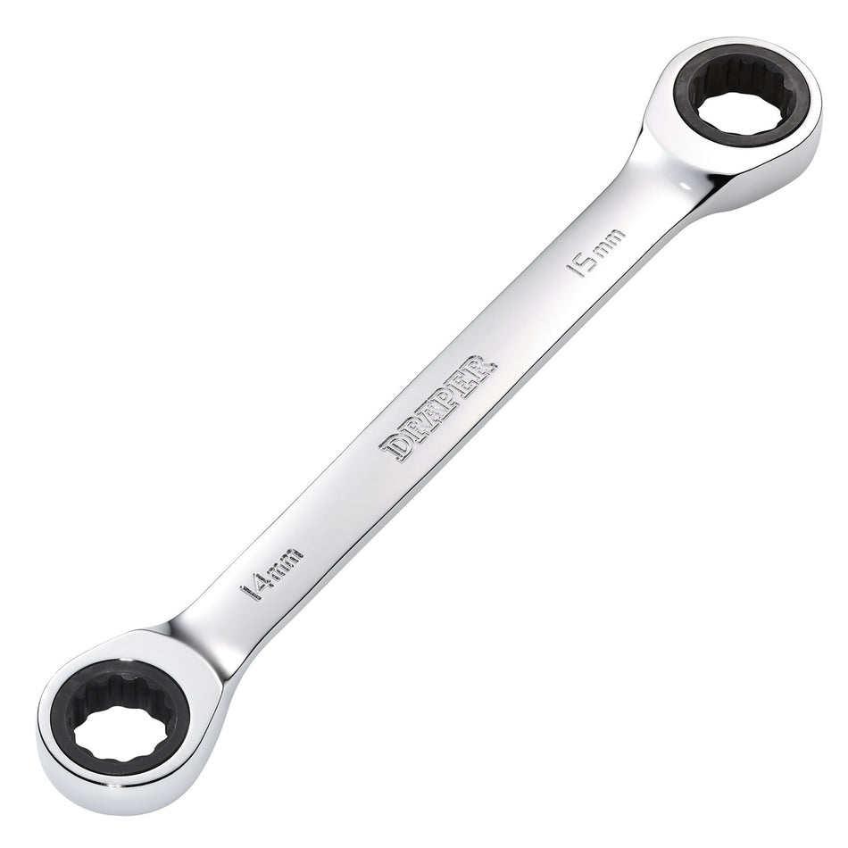 Draper 27738 Draper HI-TORQ® Metric Double Ratchet Ring Spanner, 14 x 15mm