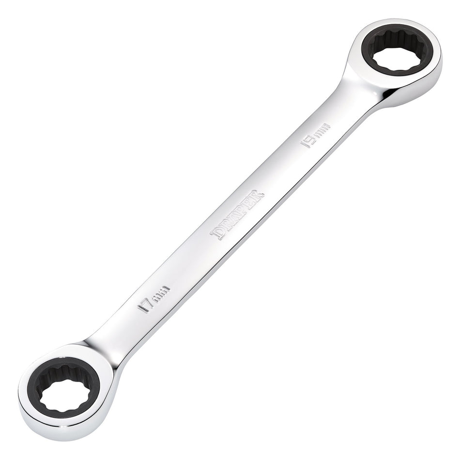 Draper 27740 Draper HI-TORQ® Metric Double Ratchet Ring Spanner, 17 x 19mm