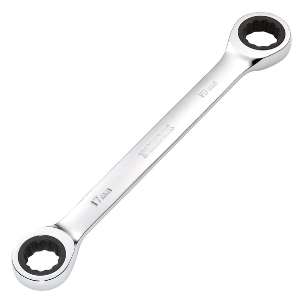 Draper 27740 Draper HI-TORQ&#174; Metric Double Ratchet Ring Spanner, 17 x 19mm