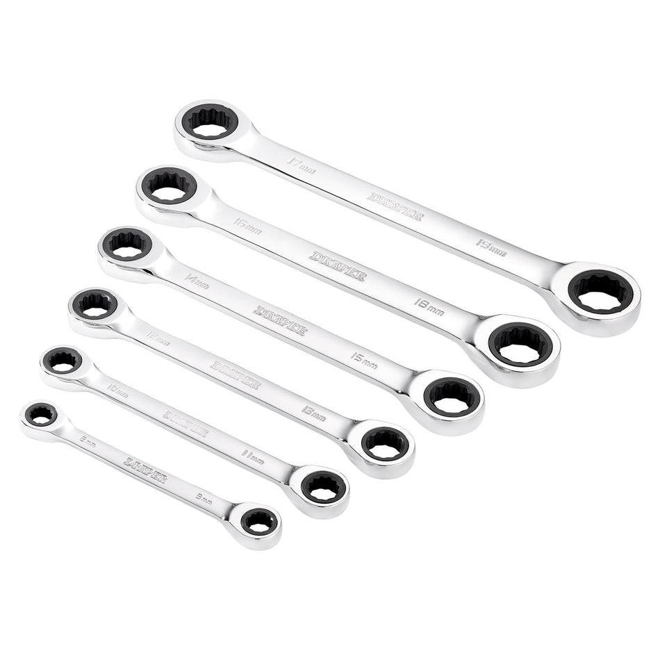 Draper 27741 Draper HI-TORQ® Metric Double Ratchet Ring Spanner Set (6 Piece)