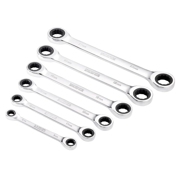 Draper 27741 Draper HI-TORQ&#174; Metric Double Ratchet Ring Spanner Set (6 Piece)