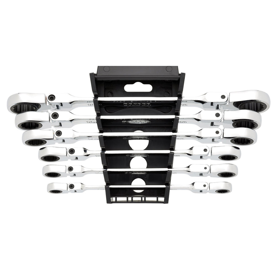 Draper 27762 Draper HI-TORQ® Metric Flexible Head Double Ring Ratchet Spanner Set (6 Piece)