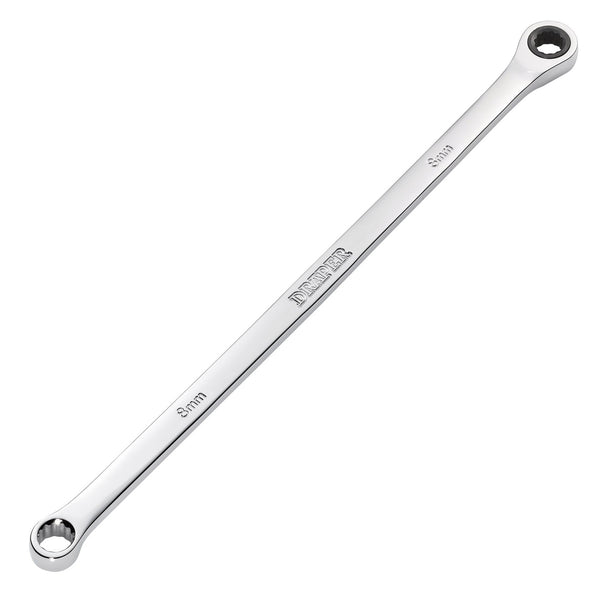 Draper 27765 Draper HI-TORQ&#174; Metric Extra-Long Double Ring Ratchet Spanner, 8mm