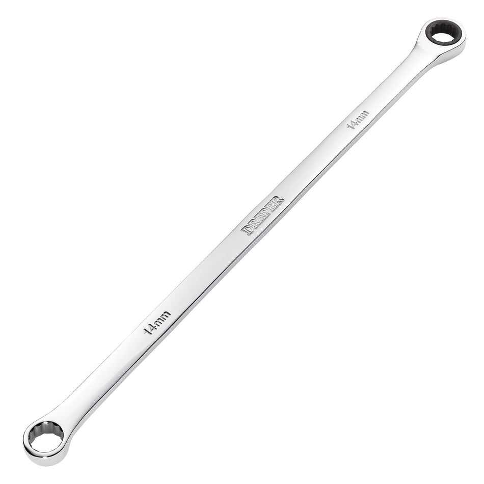 Draper 27770 Draper HI-TORQ® Metric Extra-Long Double Ring Ratchet Spanner, 14mm