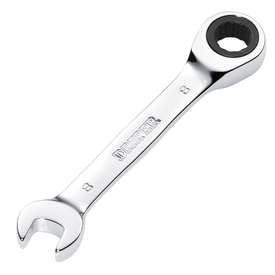 Draper 27840 Draper HI-TORQ® Metric Stubby Ratchet Combination Spanner, 8mm