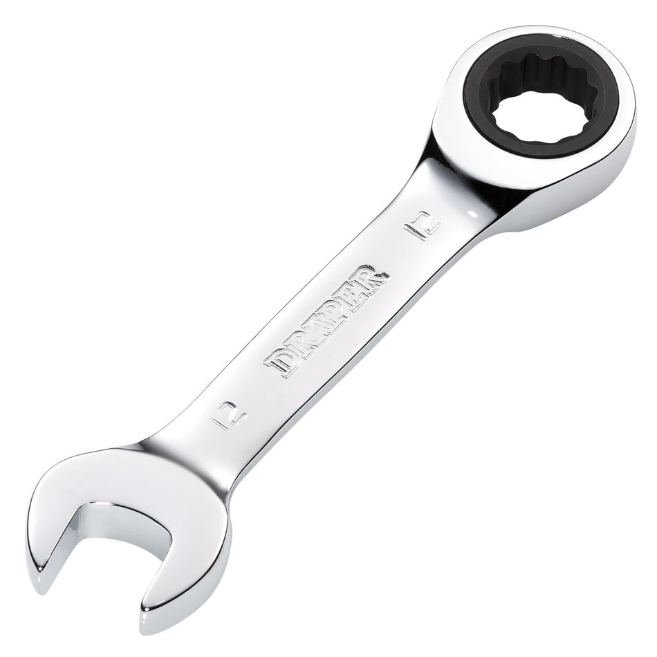 Draper 27890 Draper HI-TORQ® Metric Stubby Ratchet Combination Spanner, 12mm