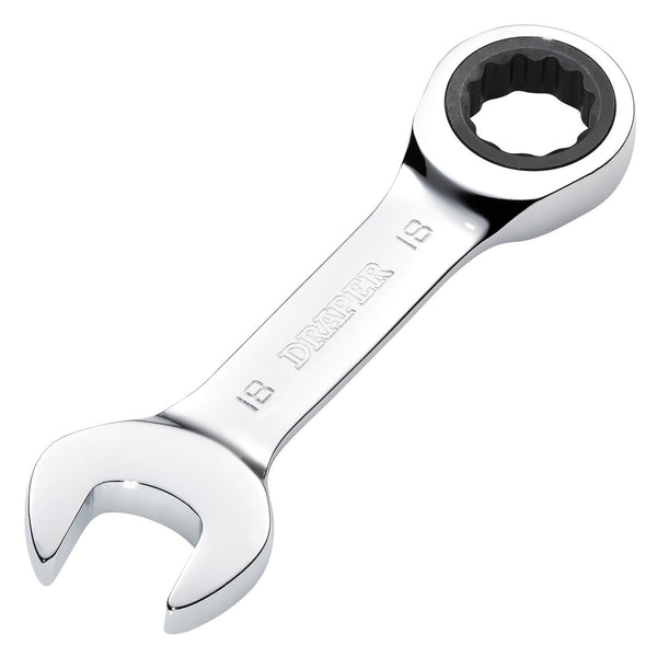 Draper 27915 Draper HI-TORQ&#174; Metric Stubby Ratchet Combination Spanner, 18mm
