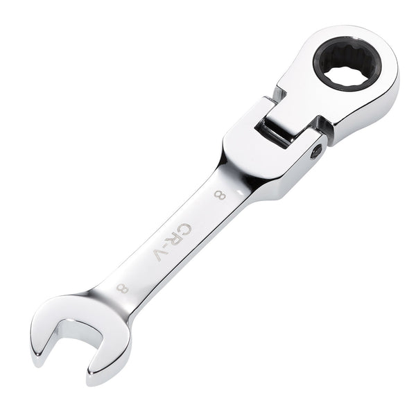 Draper 27949 Draper HI-TORQ&#174; Metric Stubby Flexible Head Ratchet Combination Spanner, 8mm