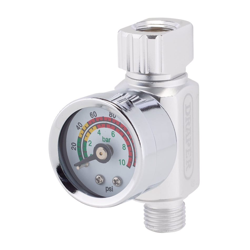 Draper 28377 1/4" BSP On-Gun Air Regulator and Gauge, 140psi