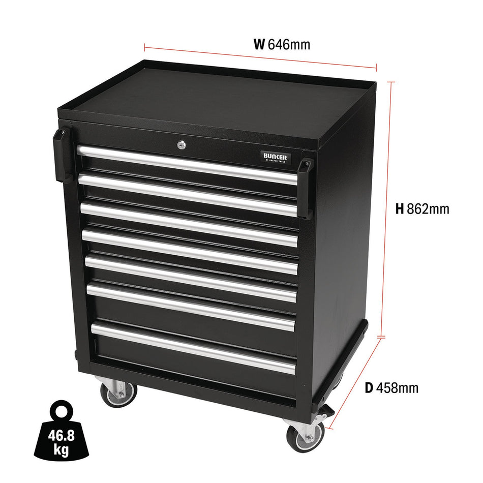 BUNKER® 29779 Modular Mobile Cabinet, 7 Drawer, 646mm
