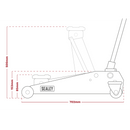 Sealey 3000LEHV Trolley Jack 3 Tonne Low Profile Rocket Lift Hi-Vis Green
