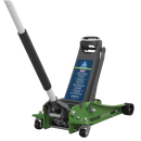 Sealey 3000LEHV Trolley Jack 3 Tonne Low Profile Rocket Lift Hi-Vis Green