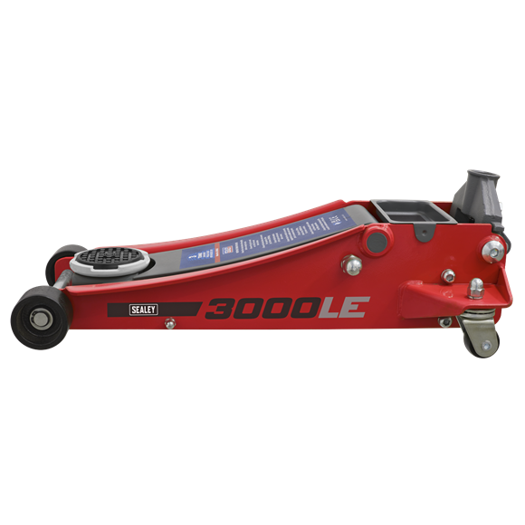 Sealey 3000LE 3tonne Low Entry Trolley Jack with Rocket Lift - Red