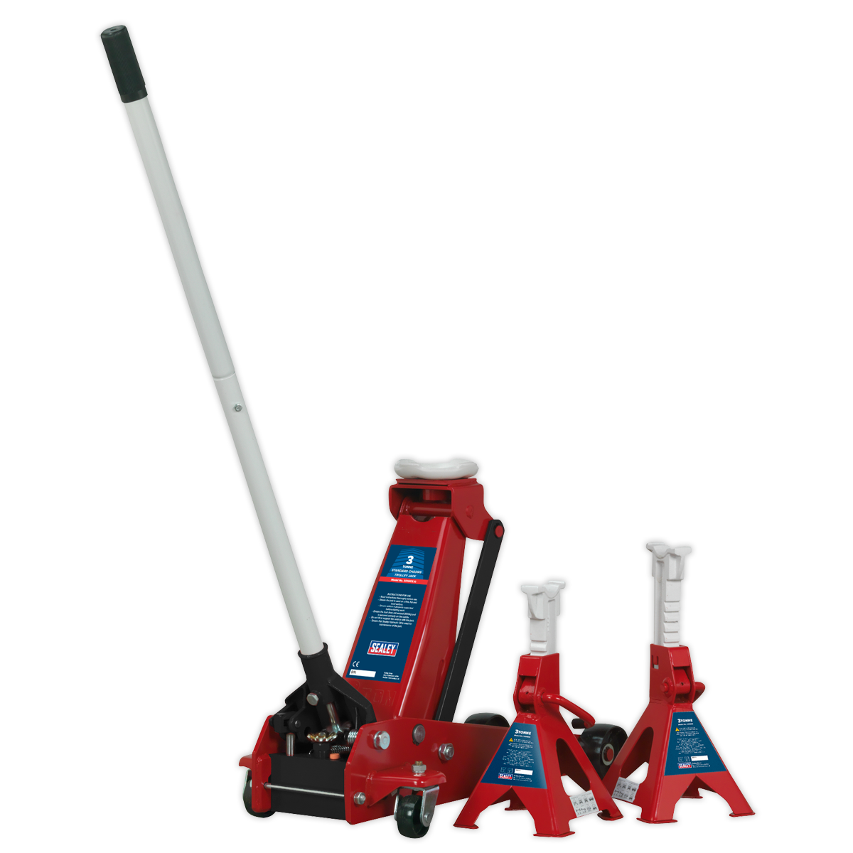 Sealey 3010CX 3tonne Standard Chassis Trolley Jack with Axle Stands (Pair)