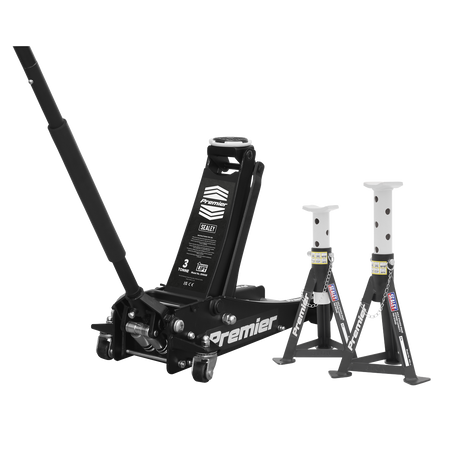 Sealey 3040ABCOMBO 3tonne Trolley Jack with Super Rocket Lift & Axle Stands (Pair)