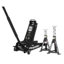 Sealey 3040ABCOMBO 3tonne Trolley Jack with Super Rocket Lift & Axle Stands (Pair)