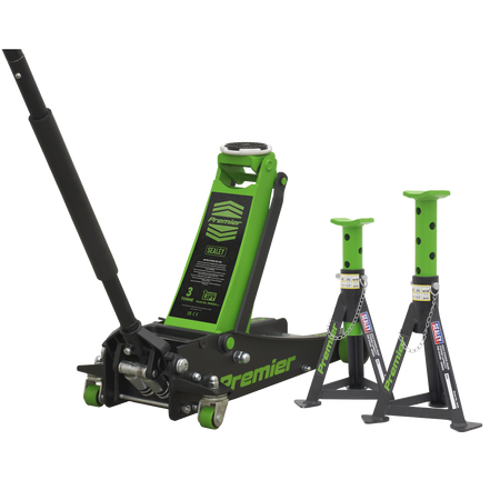 Sealey 3040AGCOMBO1 Trolley Jack 3tonne & Axle Stands (Pair) 3tonne per Stand Combo