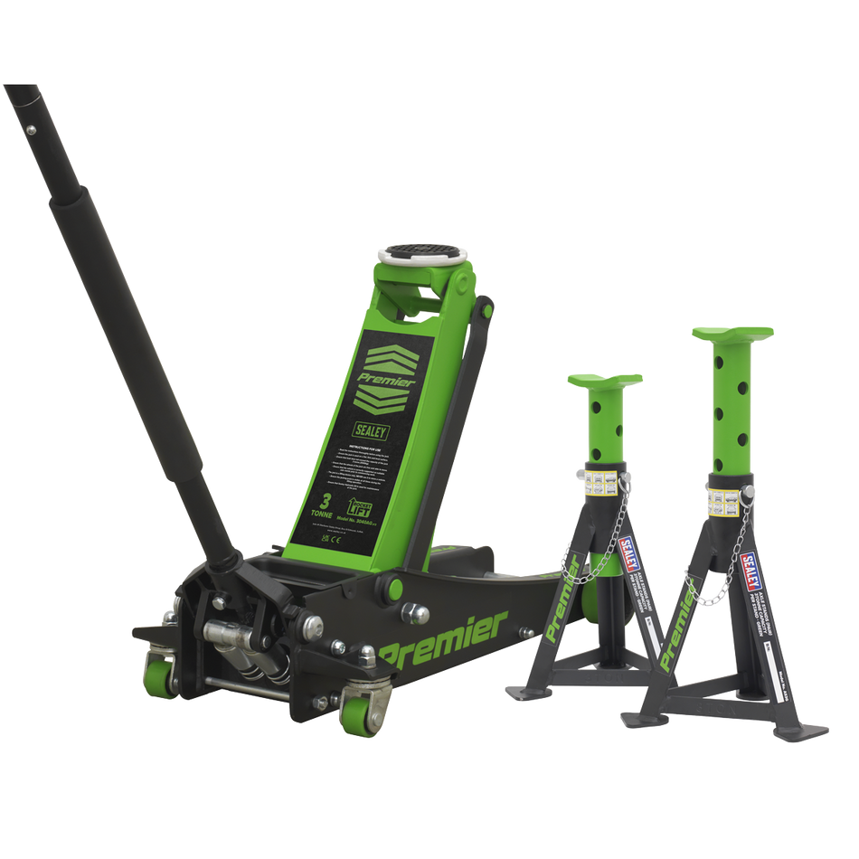 Sealey 3040AGCOMBO1 Trolley Jack 3tonne & Axle Stands (Pair) 3tonne per Stand Combo