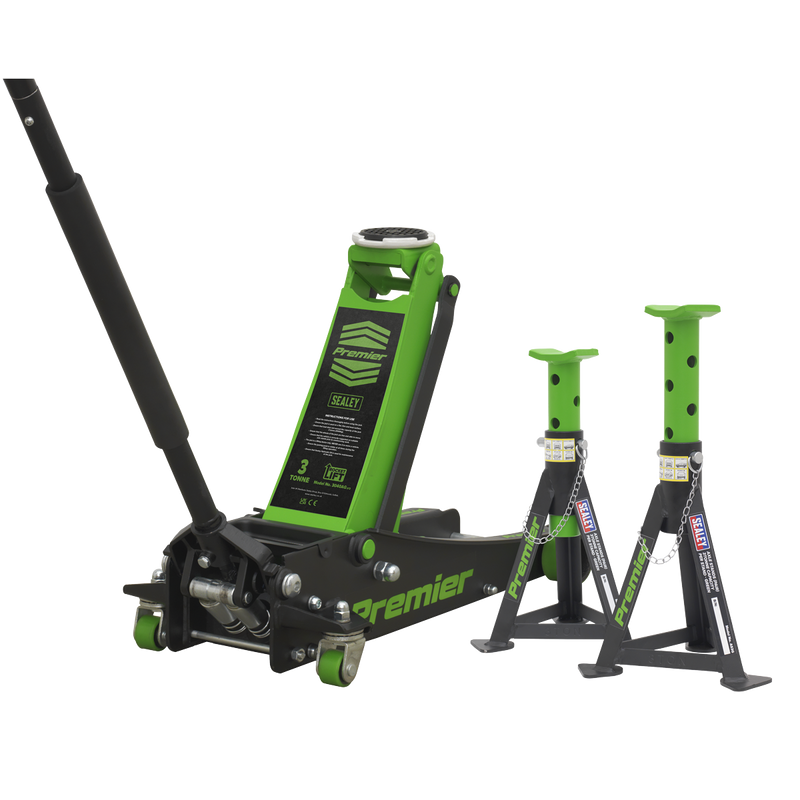 Sealey 3040AGCOMBO1 Trolley Jack 3tonne & Axle Stands (Pair) 3tonne per Stand Combo