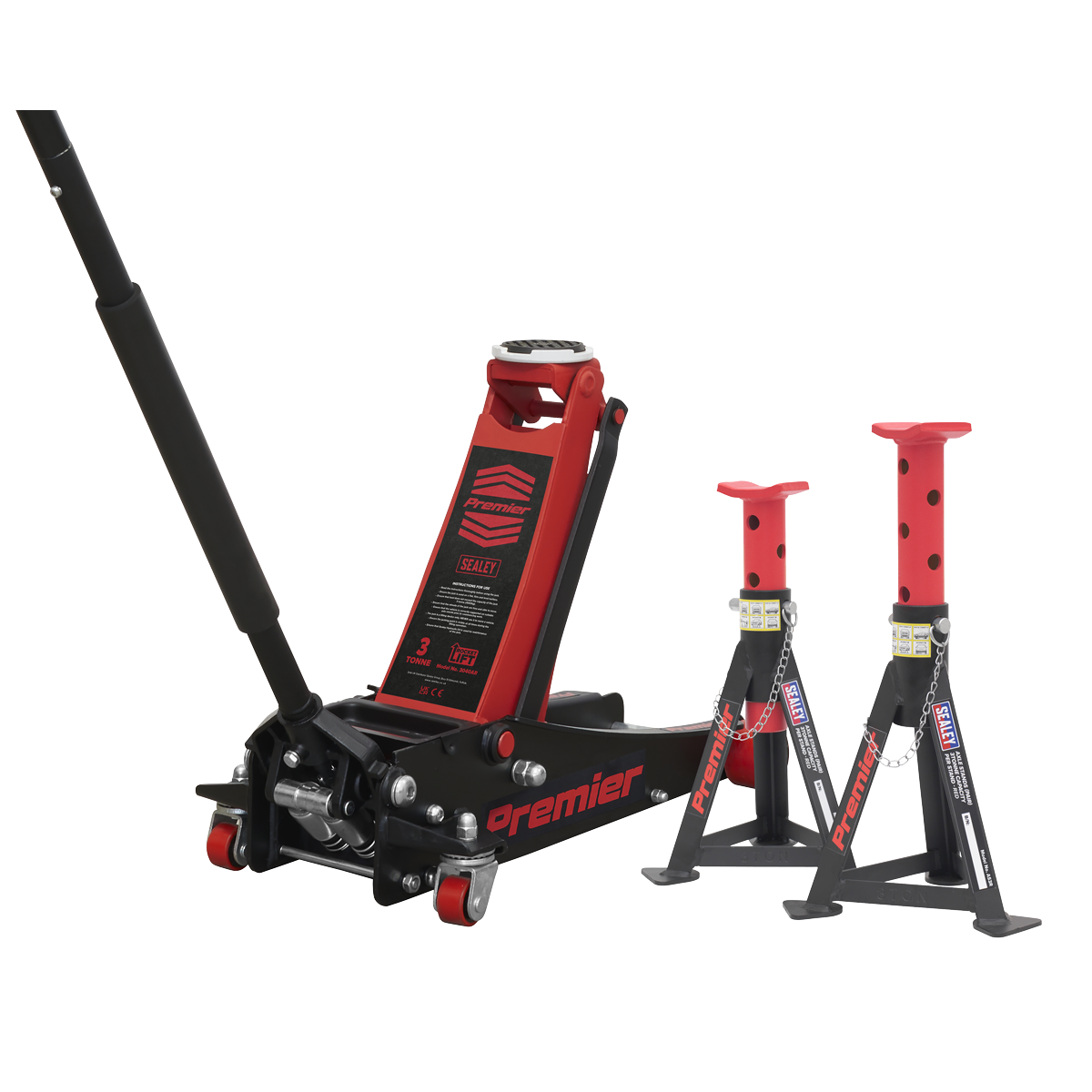Sealey 3040ARCOMBO Trolley Jack 3t & Axle Stands (Pair) 3t per Stand Combo