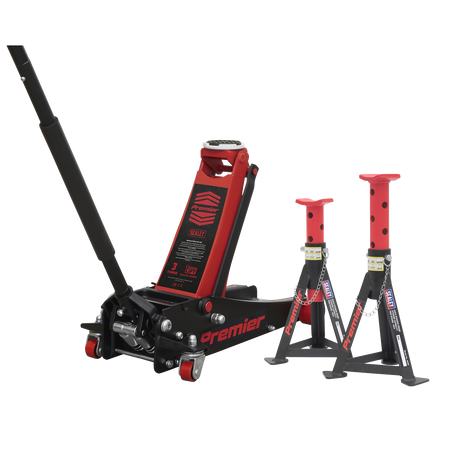 Sealey 3040ARCOMBO Trolley Jack 3t & Axle Stands (Pair) 3t per Stand Combo
