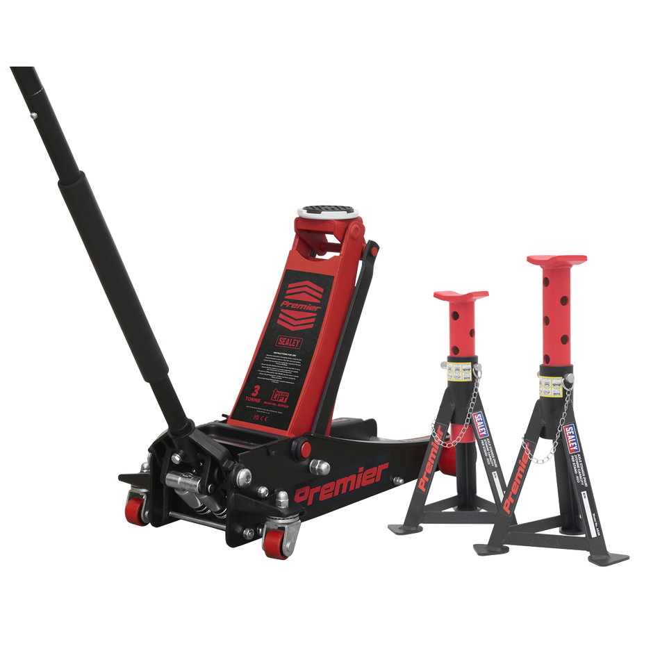 Sealey 3040ARCOMBO Trolley Jack 3t & Axle Stands (Pair) 3t per Stand Combo
