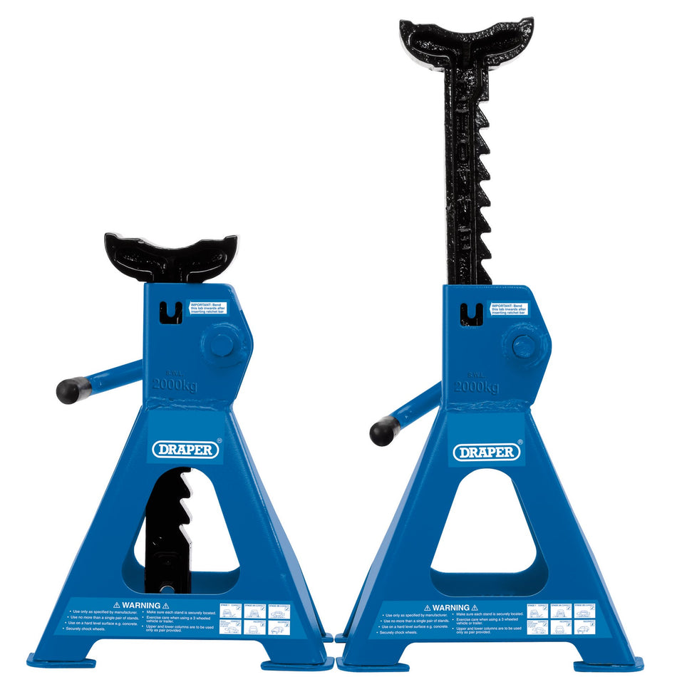 Draper 30878 Ratcheting Axle Stands, 2 Tonne (Pair)