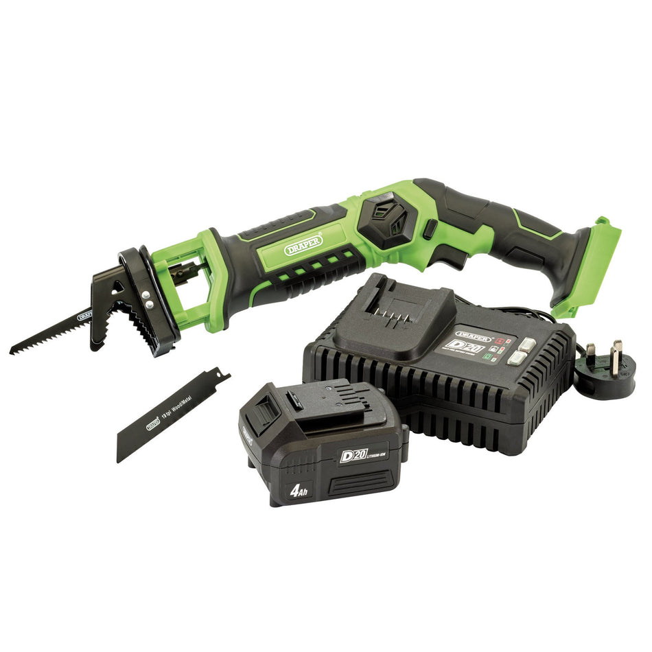 Draper 30901 D20 20V Pruning Saw, 1 x 4.0Ah Battery, 1 x Fast Charger