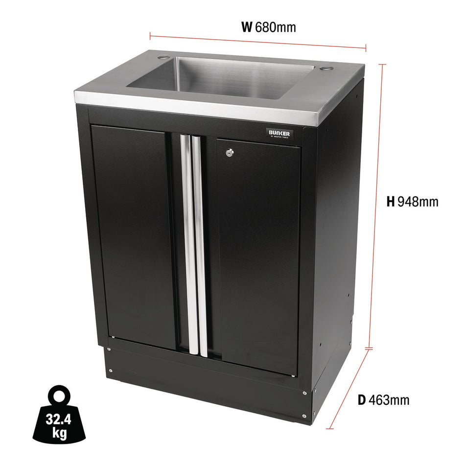 BUNKER® 31034 Modular Floor Cabinet with Sink, 2 Door, 680mm