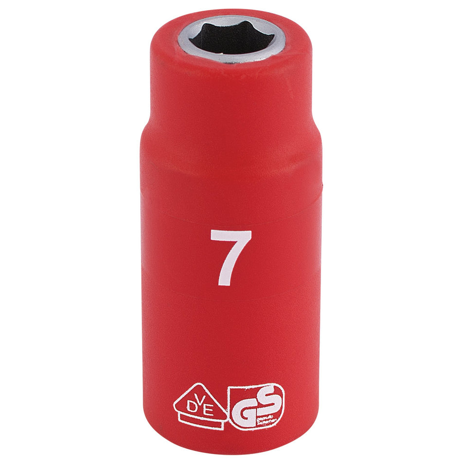Draper 31325 Fully Insulated VDE Socket, 1/4" Sq. Dr., 7mm